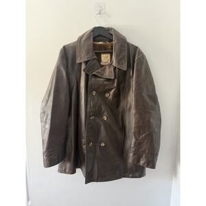 1960s Kurkland Vintage Brown Leather Button Down Jacket Men's Size Large